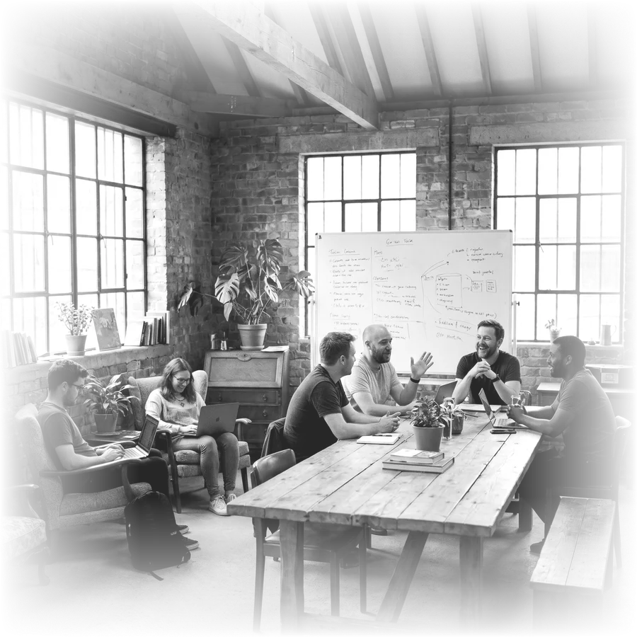 Lieu entrepreneurial en noir et blanc